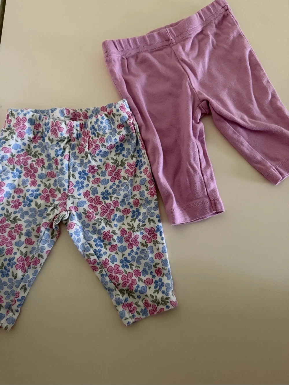 Carter's Pink Solid and Floral Legging Set